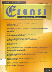 Image of ESENSI : Jurnal Bisnis dan Manajemen Volume 4 No. 3 Desember 2014