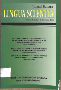LINGUA SCIENTIA : Jurnal Bahasa Volume 6, Nomor 2, Nopember2014