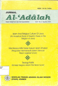 JURNA AL-'ADALAH : Kajian Keislaman dan Kemasyarakatan Vol. 8 No. 2 Agustus 2005