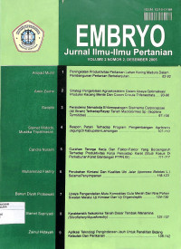 EMBRYO : Jurnal Ilmu-Ilmu Pertanian Volume 2 Nomor 2 Desember 2005