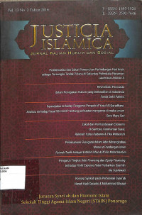 JUSTICIA ISLAMICA: Jurnal Kajian Hukum Dan Sosial Vol. 13 No. 2 tahun 2016