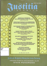 JUSTITIA ISLAMICA: Jurnal kajian hukum dan sosial Vol.12 No.2 juli-desember 2015