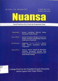 NUANSA : Jurnal Penelitian Ilmu Sosial dan Keagmaan Islam Vol.16 No. 2 Juli - Desember 2019