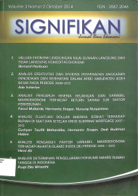 SIGNIFIKAN : Jurnal Ilmu Ekonomi Volume 3 Nomor 2 Oktober 2014